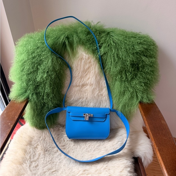 Zara Handbags - Blue Vegan Leather Crossbody Bag